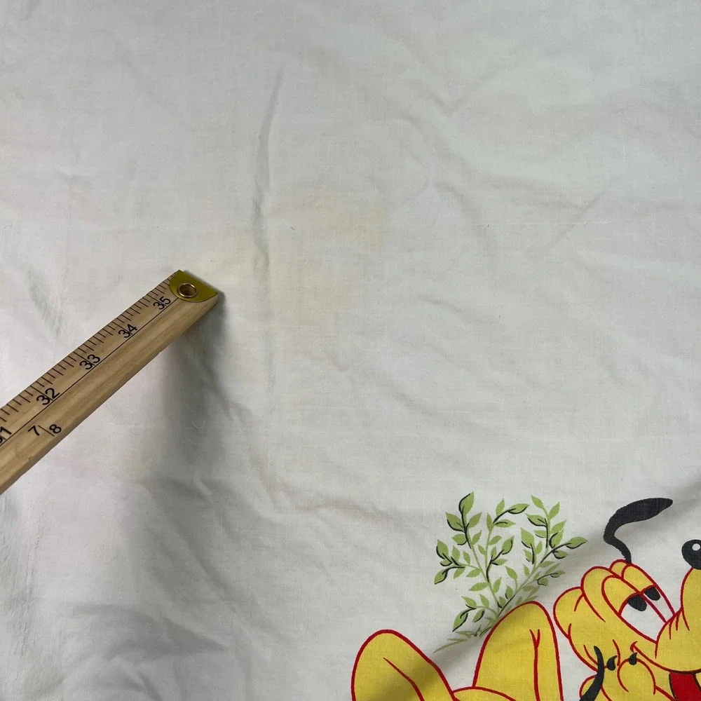 VTG 70s Walt Disney Mickey Mouse and Friends Picnic Twin Flat Sheet READ
